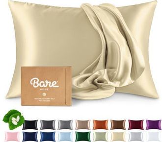 Bare Home 19 Momme 100% Mulberry Silk Pillowcase in Champagne at Nordstrom, Size Standard