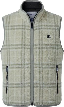 Burberry Chaleco de forro polar en mezcla de lana y cachemir con estampado de cuadros - Jackets - Mujer - Beige - M