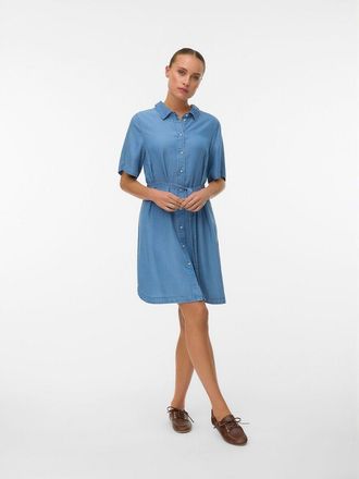 Vero Moda Korte jurk met overhemdkraag en riem