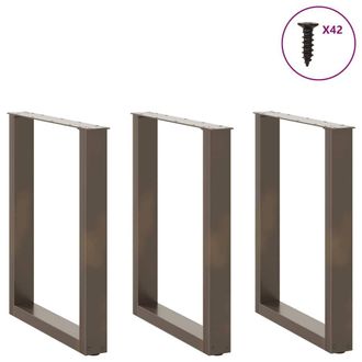 Berkfield Home Modern Coffee Table Legs U-Shaped 3 pcs Natural Steel 70x(72-73) in Brown