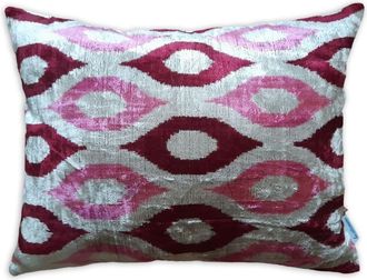 Les-Ottomans Grey Ikat-Print Velvet Cushion - Unisex - Cotton/Silk/Velvet