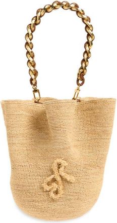 Ruslan Baginskiy Chain Strap Raffia Hat Bag in Natural Straw at Nordstrom