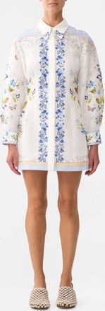 Camilla Womens Shirt Dress With A Line Skirt In Botanical Ballads