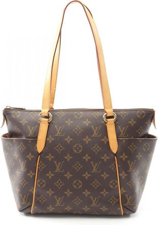 Louis Vuitton Brown Pvc Coated Canvas Leather Tote Bag (Pre-Owned)