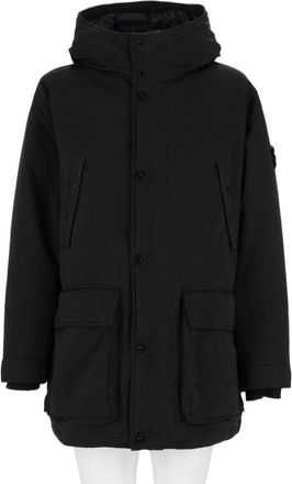 Stone Island Black Relaxed Hooded Functional Pocket Bomber Jacket