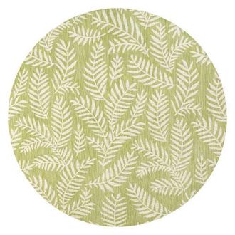 Jonathan Y Designs Nevis Palm Frond Indoor/Outdoor Round Area Rug in Green/cream at Nordstrom, Size 5Ft 0In X 5Ft 0In