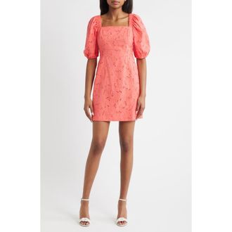 Anne Klein Cotton Eyelet Minidress in Sea Coral at Nordstrom, Size 10