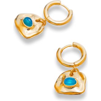 Classicharms Aria Gemstone Hoop Drop Earrings in Gold/sky Blue at Nordstrom