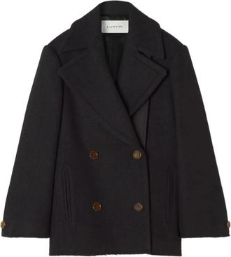 Lanvin Straight Fit Peacoat - Dames - Mantel - Zwart - S - Katoen - Jassen