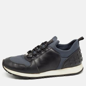 Tod's Tods Black/blue Leather And Nylon Low Top Sneakers
