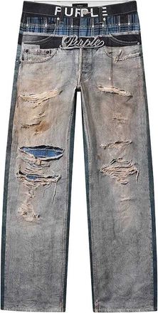 Purple Trompe Loeil Boxer - - Jeans - Uomo - Blu - W32