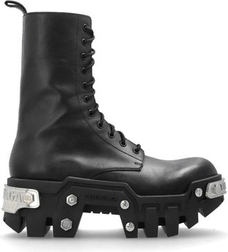 Balenciaga Schoenen, Dames, Zwart, 35 EU, Leer, Bulldozer Veterlaars