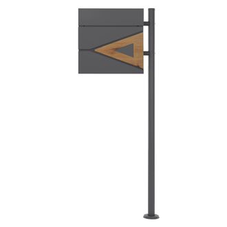 ML Design Ecd Germany Buz&oacute;n De Pie Con Compartimento Para Peri&oacute;dicos Con Soporte Anatracita 120 Cm, Estilo Moderno, Con Tri&aacute;ngulo De Madera, De Acero Inoxidable