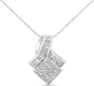 House of Brilliance 14k White Gold 2 1/10 Cttw Geometric Diamond Pendant Necklace - NO CHAIN INCLUDED at Nordstrom