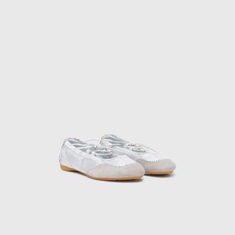 Diesel D-Mile - Lace-up ballerina flats in leather and mesh - Flats - Woman - Grey
