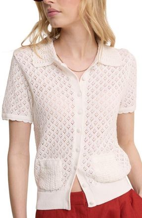 Nobody's Child Open Knit Short Sleeve Cardigan in White at Nordstrom, Size X-Small