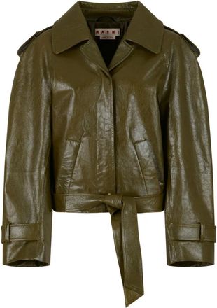 Marni Giacca crop in pelle - Verde
