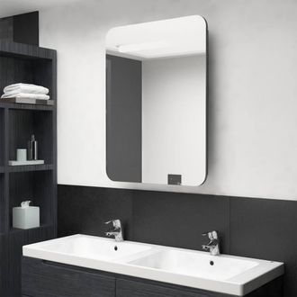 Berkfield Home LED Bathroom Mirror Cabinet Anthracite 60x11x80 cm in Black | Size: 60 x 11 x 80 cm