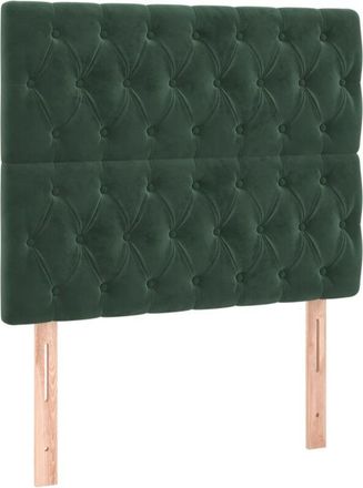 vidaXL Cabecero Con Luces Led Terciopelo Verde Oscuro 90x7x118/128 Cm Vidaxl