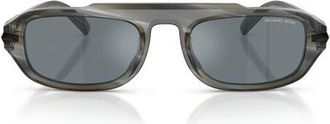 Michael Kors 55mm Watch Hill Oval Sunglasses in Charcoal Horn /Grey Mono at Nordstrom