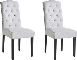 Beliani Beliani - Set di 2 Sedie da Pranzo Tessuto Vellutato Grigio Gambe in Legno Nero Shirley