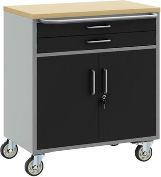 vidaXL Vidaxl - Banco De Trabajo Con Caj&oacute;n Negro Y Gris 75 X 45 X 85 Cm