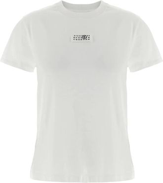 Maison Margiela Numeric Cotton Jersey T-shirt - Dames - T-shirts - Wit - L - Katoen - Tops