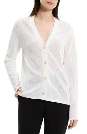 Theory Pointelle V-Neck Cardigan in White at Nordstrom Rack, Size Medium