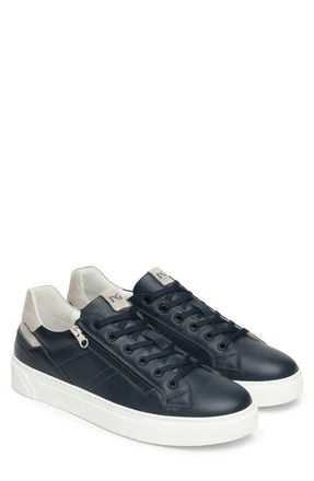 Nero Giardini Low Top Side Zip Sneaker in Navy at Nordstrom, Size 10-10.5Us
