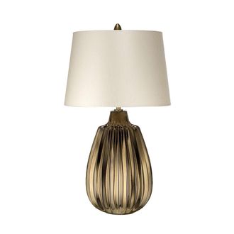 Netlighting Newham 1 Light Small Table Lamp Bronze Ceramic Pearl shade E27 in Brown