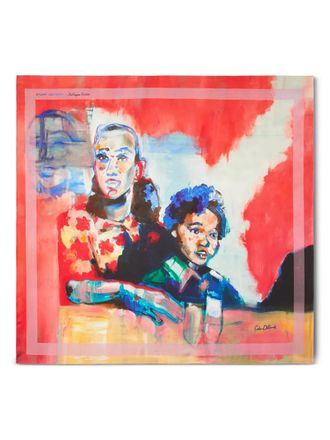 Stuart Weitzman x KidSuper Foulard Artwork in seta - Rosso