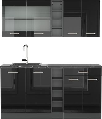 Vicco Cocina Vers&aacute;til R-line, Negro/antracita De Alto Brillo, 160 Cm, Et Antracita