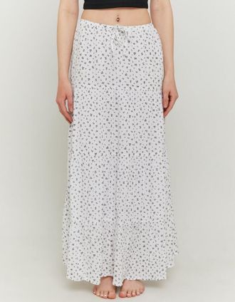 Tally Weijl Maxirock TALLY WEIJL SSKVIJIMY2, Damen, Gr. XS, sanftes wei&szlig;, schwarz, Web, Obermaterial: 100% Viskose, gebl&uuml;mt, gemustert, bequem lang, R&ouml;cke Maxiroc