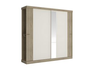 Vente-Unique Armario 2 puertas correderas - Con espejo - - Largo 231 cm - Color natural y blanco marfil - ADALRIK II