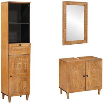 vidaXL Juego De Muebles De Ba&ntilde;o 3 Pcs Marr&oacute;n Madera Maciza De Mango Vidaxl