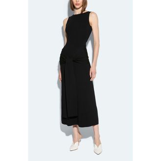 Sally Lapointe Matte Viscose Waist Tie Dress in Black at Nordstrom, Size X-Small