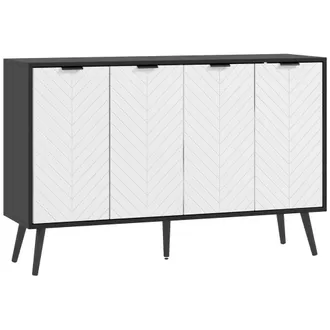 HOMCOM Aparador 120x35x77.4 cm blanco y negro