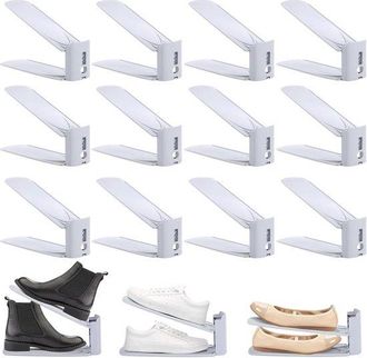 No Brand Juego De 12 Zapateros: Ahorra Espacio, Tiene 3 Niveles, Es Ajustable, Antideslizante Y Apto Para Tacones, Zapatillas Deportivas Y Chanclas