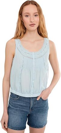 Madewell Lace-Insert Pintuck Sleeveless Top Womens Clothing Frosted Sky : XL (Womens 14-16), Cotton