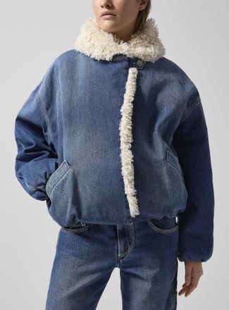 Isabel Marant Womens Charone high-pile fleece lining denim jacket