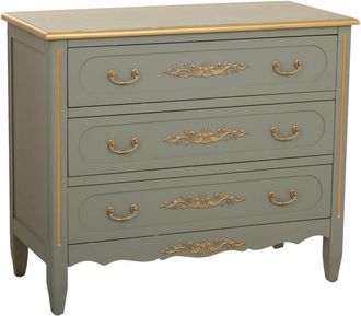 Wanderlust Deco C&oacute;moda De Madera De 3 Cajones Azul 90x42x76h Cm