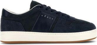 Hogan Blauwe su&egrave;de sneakers met logo patch - Heren - Sneakers - Blauw - 45 EU - Su&egrave;de - Schoenen