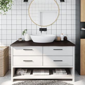 vidaXL Encimera De Ba&ntilde;o Madera Tratada Marr&oacute;n Oscuro 100x60x(2-4) Cm Vidaxl