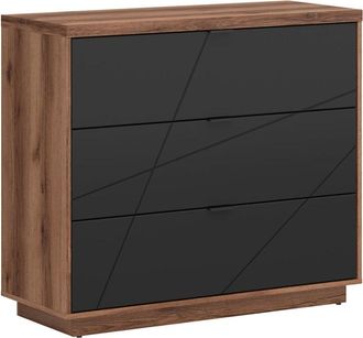 Petits Meubles C&oacute;moda 3 cajones negro paneles de madera revestidos de melamina