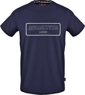 Aquascutum Unisex Volwassenen Lettering Print Crew Neck T-Shirt (Marineblauw)
