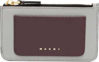Marni saffiano logo-print wallet - unisex - Calf Leather - One Size - Grey