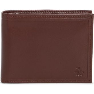 Original Penguin Stitch Crease Leather Bifold Wallet in Luggage at Nordstrom Rack