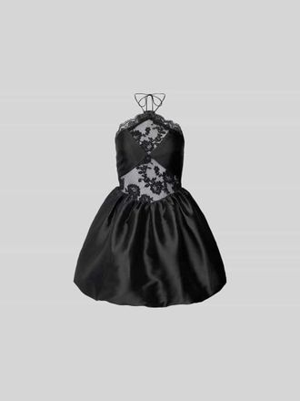 Self Portrait Minikleid mit Neckholder in Black, Gr&ouml;&szlig;e XL
