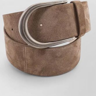 Brunello Cucinelli suede belt featuring leather loop detail