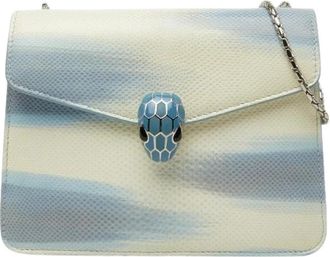 Bulgari Pre-owned Serpenti Forever Leren Schoudertas met Ketting - Dames - Vintage Mini Tas - Blauw - ONE Size - Leer - Vintage